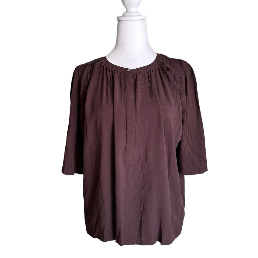 LOFT Peasant Top Short Sleeve Brown Women's Size Small